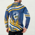 Eels Rugby Mascot Button Sweatshirt Fierce Athlete Graphic in Sports Style