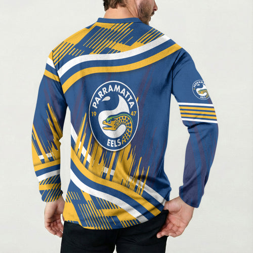 Eels Rugby Mascot Button Sweatshirt Fierce Athlete Graphic in Sports Style