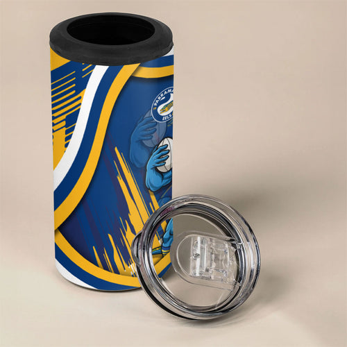 Eels Rugby Mascot 4 in 1 Can Cooler Tumbler Fierce Athlete Graphic in Sports Style