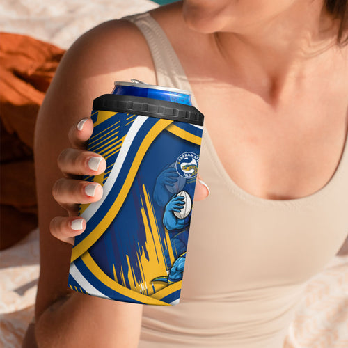 Eels Rugby Mascot 4 in 1 Can Cooler Tumbler Fierce Athlete Graphic in Sports Style