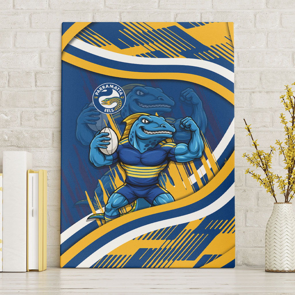 Eels Rugby Mascot Canvas Wall Art Fierce Athlete Graphic in Sports Style