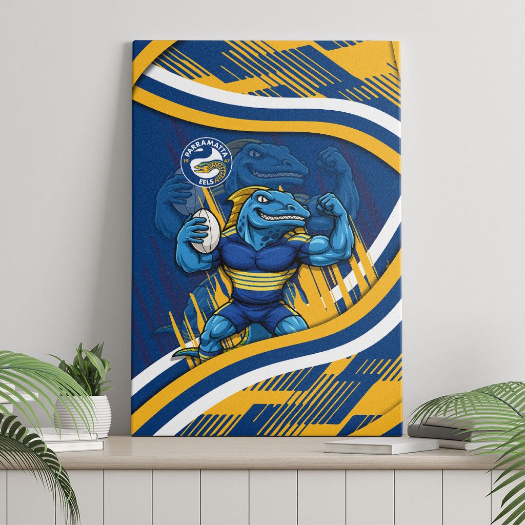 Eels Rugby Mascot Canvas Wall Art Fierce Athlete Graphic in Sports Style