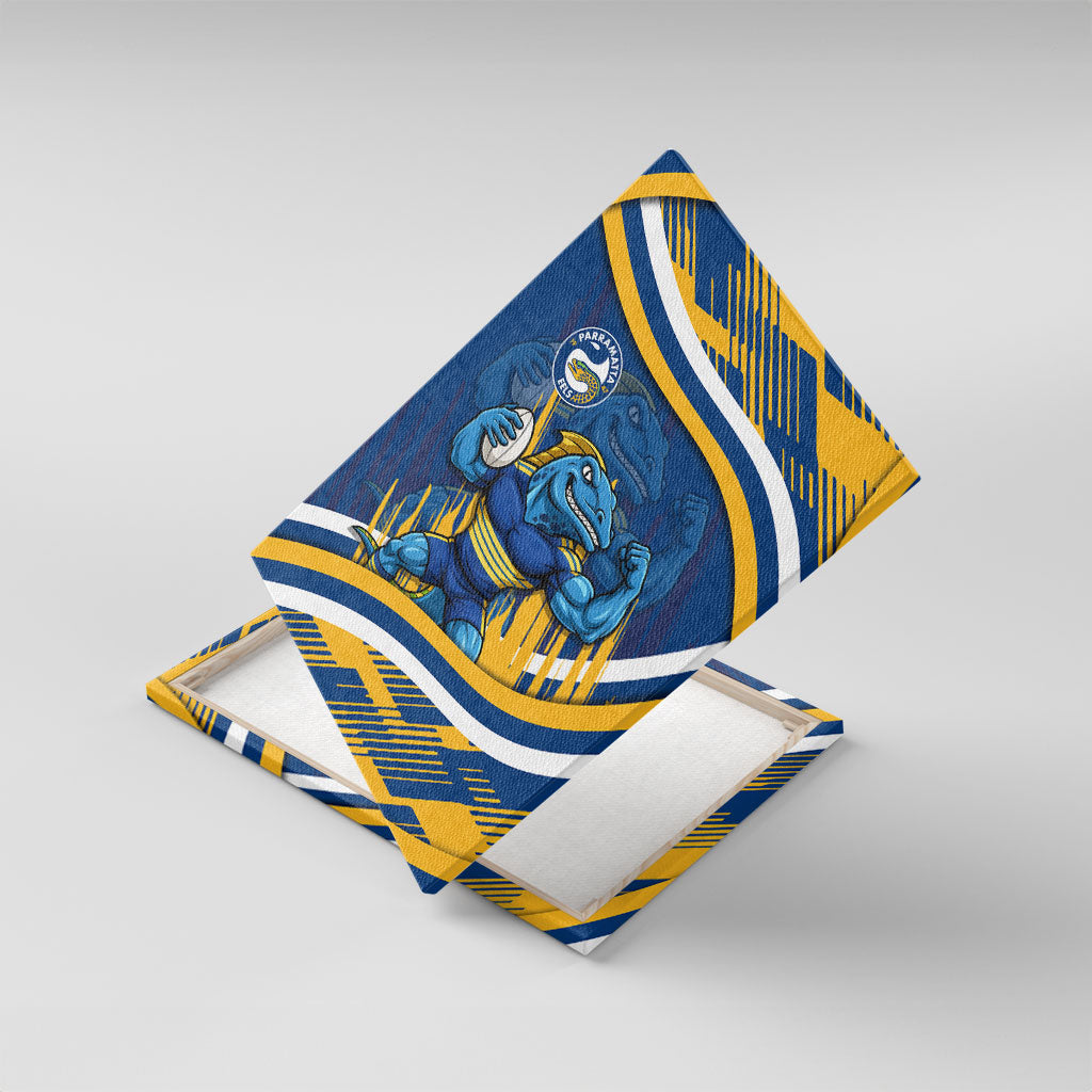 Eels Rugby Mascot Canvas Wall Art Fierce Athlete Graphic in Sports Style