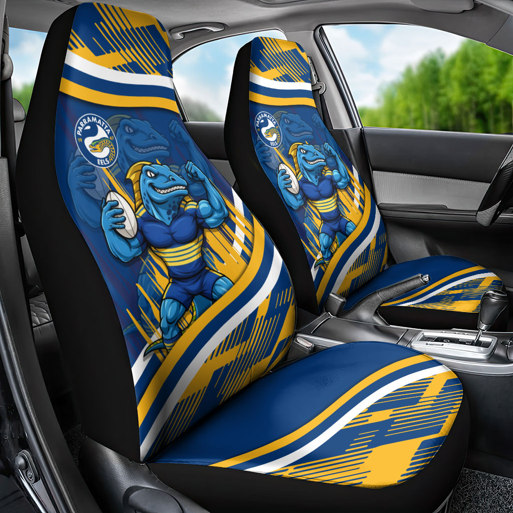 Eels Rugby Mascot Car Seat Cover Fierce Athlete Graphic in Sports Style