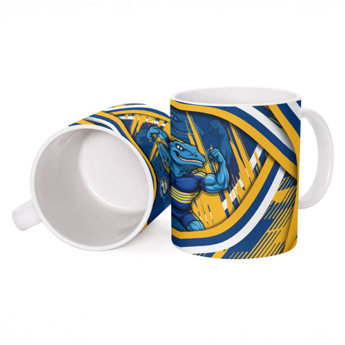 Eels Rugby Mascot Ceramic Mug Fierce Athlete Graphic in Sports Style