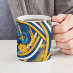 Eels Rugby Mascot Ceramic Mug Fierce Athlete Graphic in Sports Style