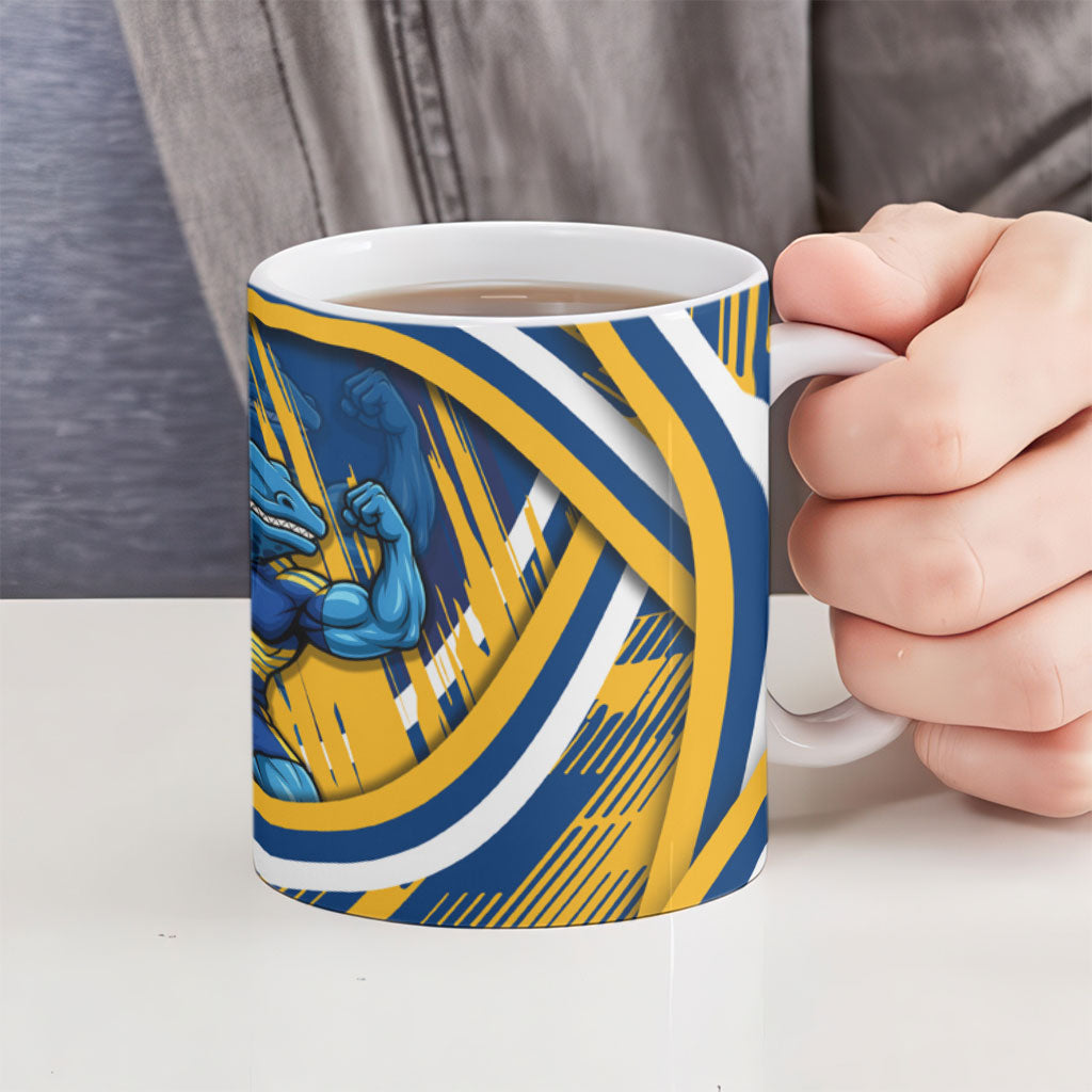 Eels Rugby Mascot Ceramic Mug Fierce Athlete Graphic in Sports Style