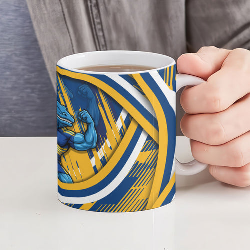 Eels Rugby Mascot Ceramic Mug Fierce Athlete Graphic in Sports Style