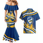 Eels Rugby Mascot Couples Matching Mermaid Dress and Hawaiian Shirt Fierce Athlete Graphic in Sports Style