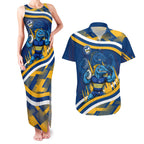 Eels Rugby Mascot Couples Matching Tank Maxi Dress and Hawaiian Shirt Fierce Athlete Graphic in Sports Style