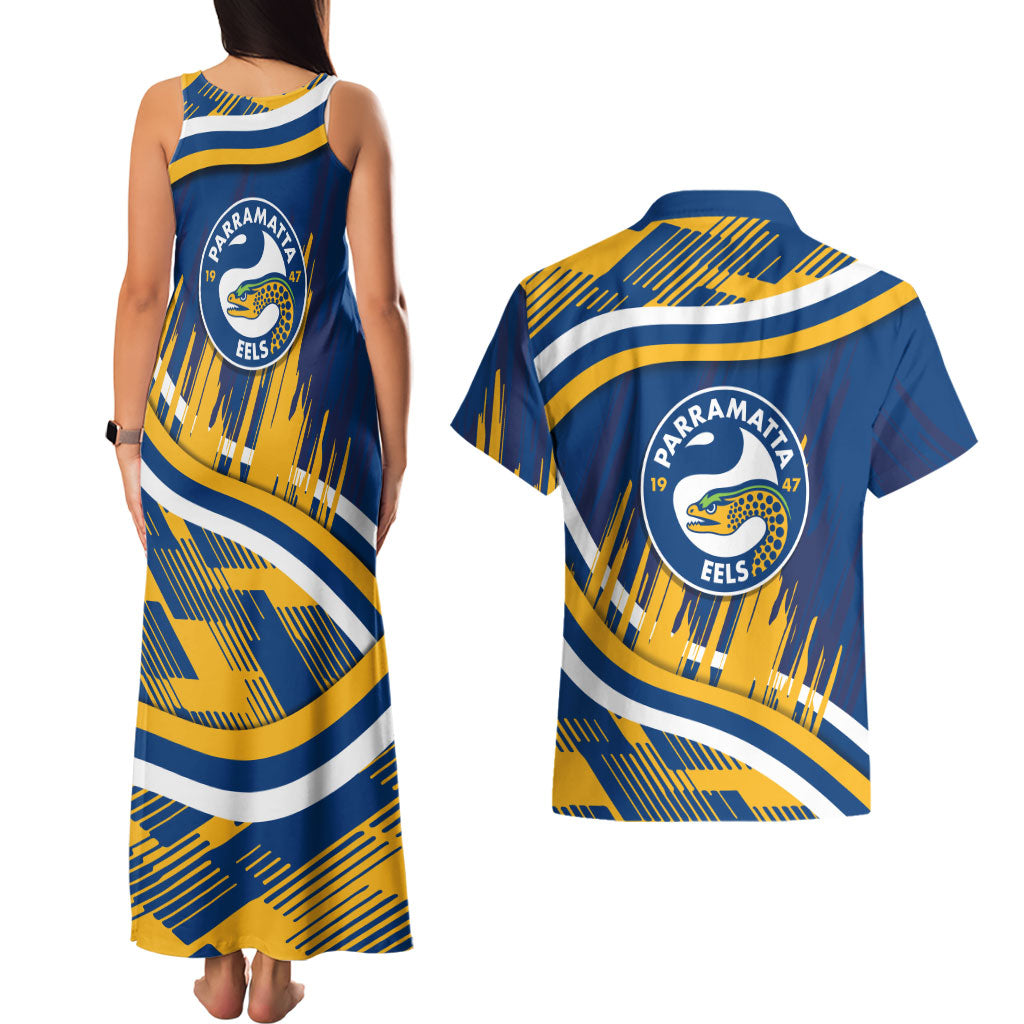 Eels Rugby Mascot Couples Matching Tank Maxi Dress and Hawaiian Shirt Fierce Athlete Graphic in Sports Style