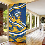 Eels Rugby Mascot Door Cover Fierce Athlete Graphic in Sports Style