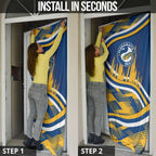 Eels Rugby Mascot Door Cover Fierce Athlete Graphic in Sports Style