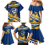 Eels Rugby Mascot Family Matching Mermaid Dress and Hawaiian Shirt Fierce Athlete Graphic in Sports Style