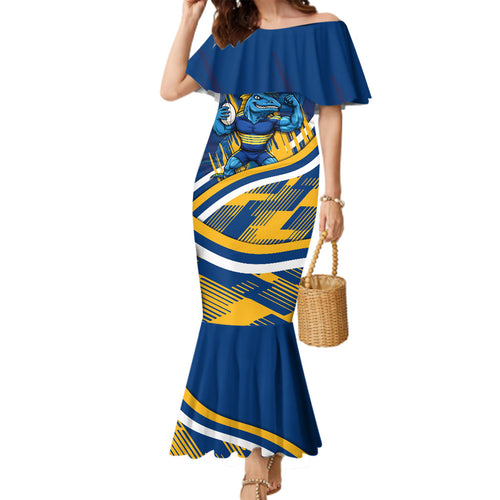 Eels Rugby Mascot Family Matching Mermaid Dress and Hawaiian Shirt Fierce Athlete Graphic in Sports Style