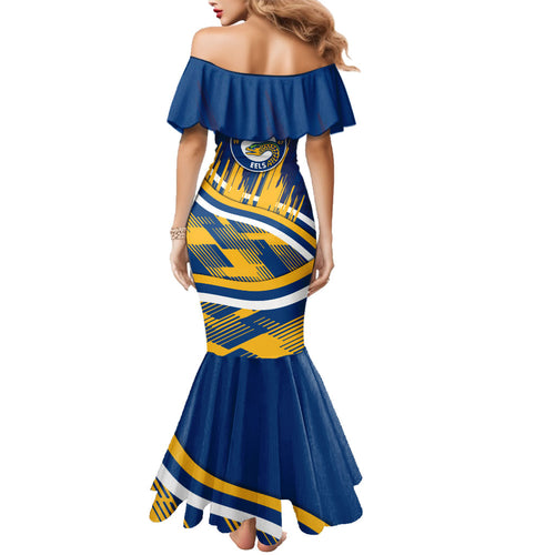 Eels Rugby Mascot Family Matching Mermaid Dress and Hawaiian Shirt Fierce Athlete Graphic in Sports Style
