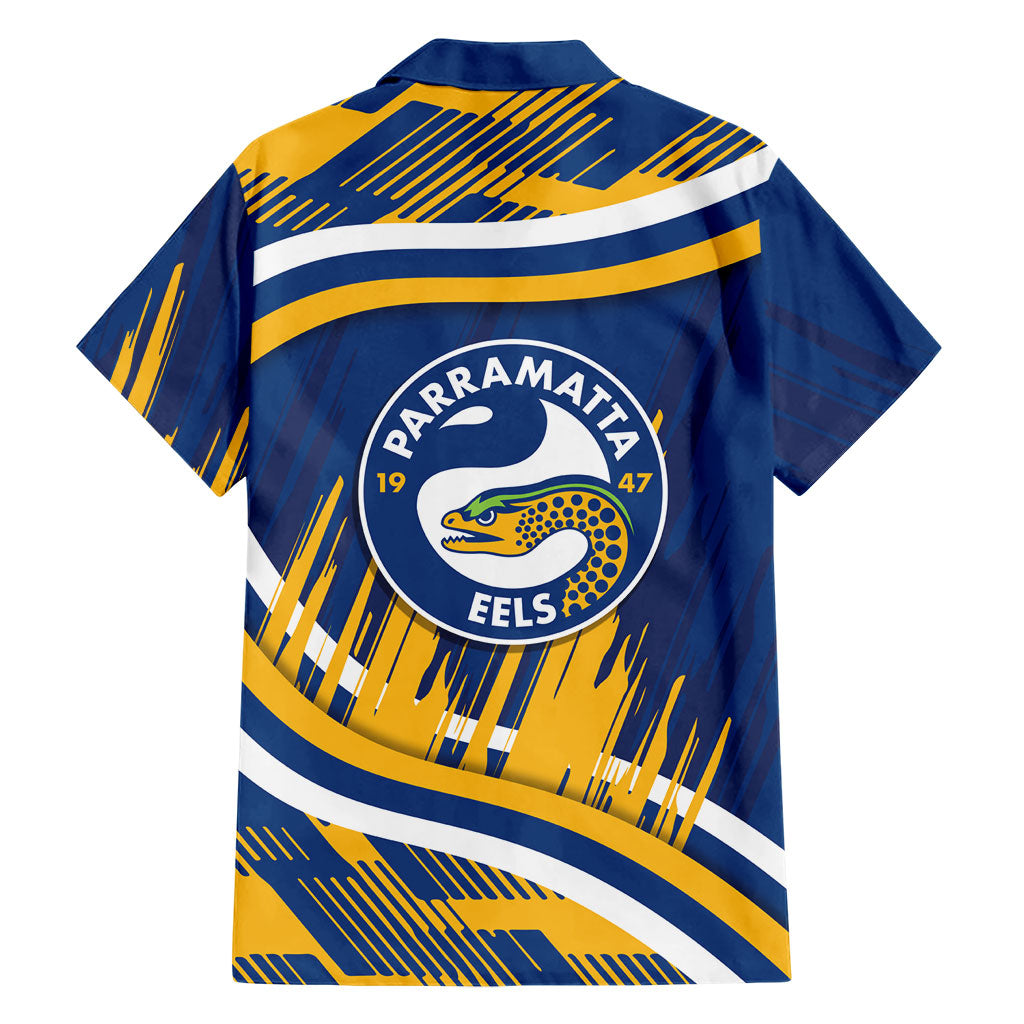 Eels Rugby Mascot Family Matching Off Shoulder Maxi Dress and Hawaiian Shirt Fierce Athlete Graphic in Sports Style