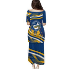 Eels Rugby Mascot Family Matching Puletasi and Hawaiian Shirt Fierce Athlete Graphic in Sports Style