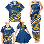 Eels Rugby Mascot Family Matching Tank Maxi Dress and Hawaiian Shirt Fierce Athlete Graphic in Sports Style