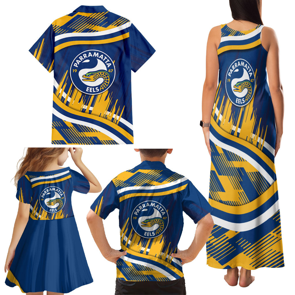 Eels Rugby Mascot Family Matching Tank Maxi Dress and Hawaiian Shirt Fierce Athlete Graphic in Sports Style
