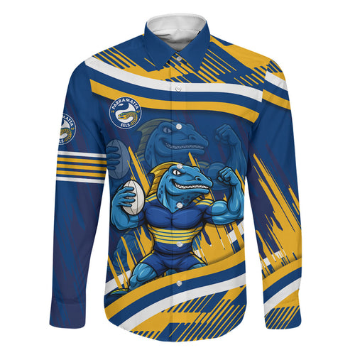 Eels Rugby Mascot Family Matching Tank Maxi Dress and Hawaiian Shirt Fierce Athlete Graphic in Sports Style
