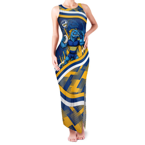 Eels Rugby Mascot Family Matching Tank Maxi Dress and Hawaiian Shirt Fierce Athlete Graphic in Sports Style