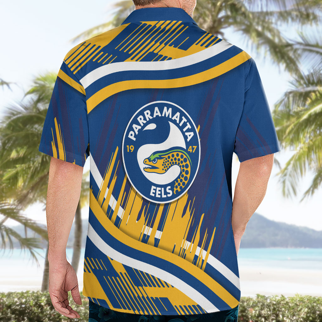Eels Rugby Mascot Hawaiian Shirt Fierce Athlete Graphic in Sports Style