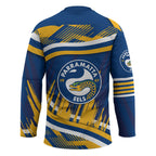 Eels Rugby Mascot Hockey Jersey Fierce Athlete Graphic in Sports Style