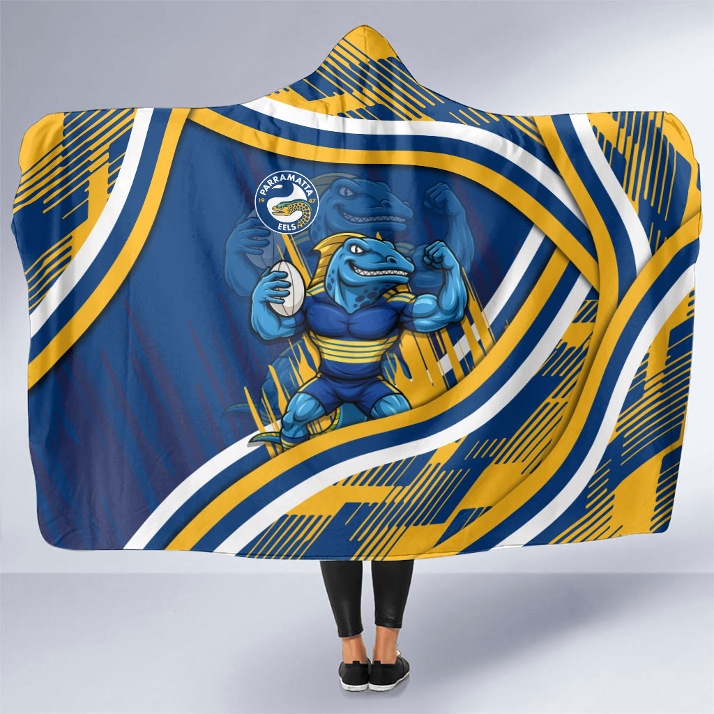 Eels Rugby Mascot Hooded Blanket Fierce Athlete Graphic in Sports Style