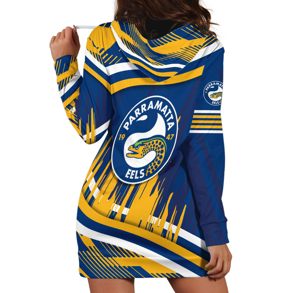 Eels Rugby Mascot Hoodie Dress Fierce Athlete Graphic in Sports Style