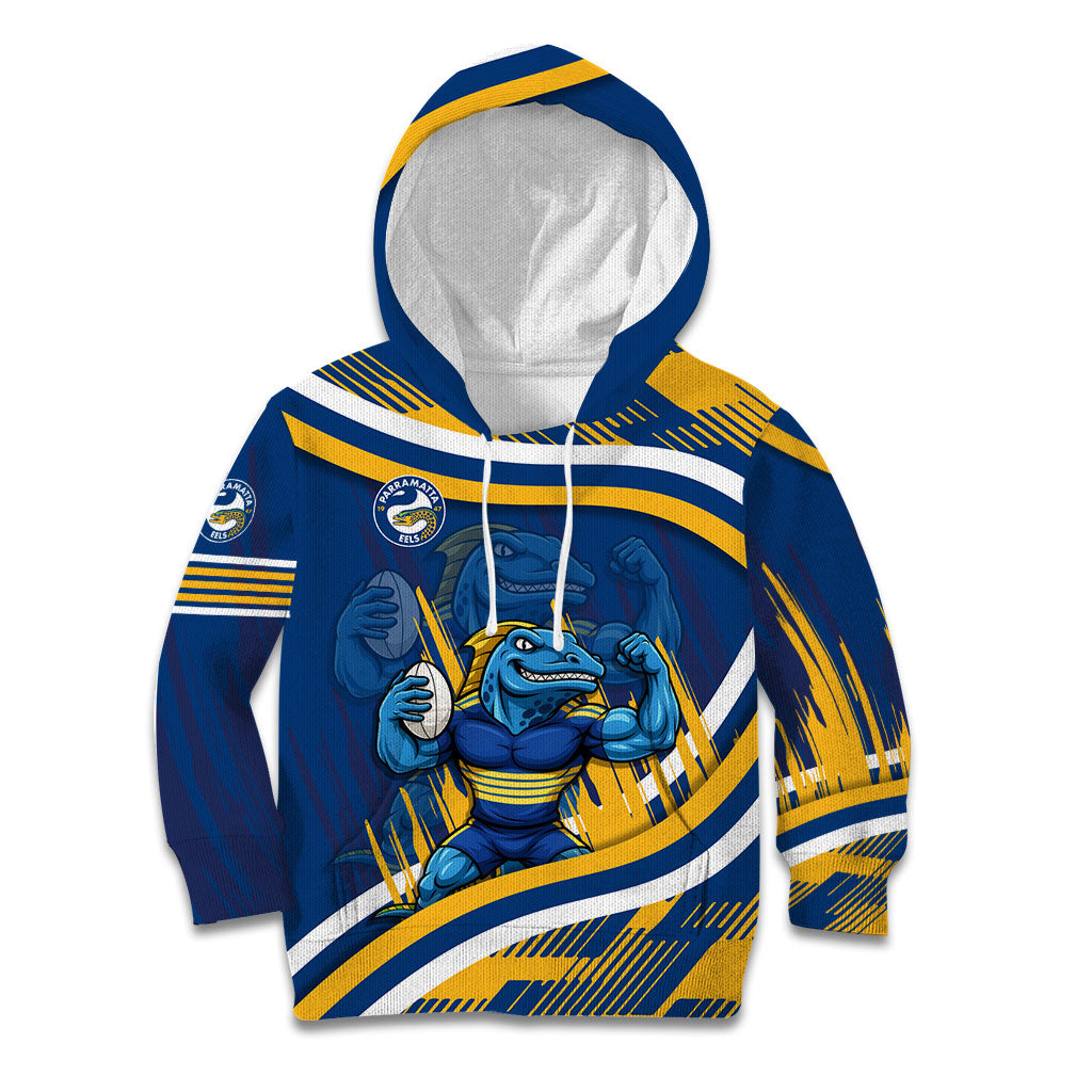 Eels Rugby Mascot Kid Hoodie Fierce Athlete Graphic in Sports Style