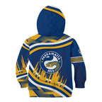Eels Rugby Mascot Kid Hoodie Fierce Athlete Graphic in Sports Style