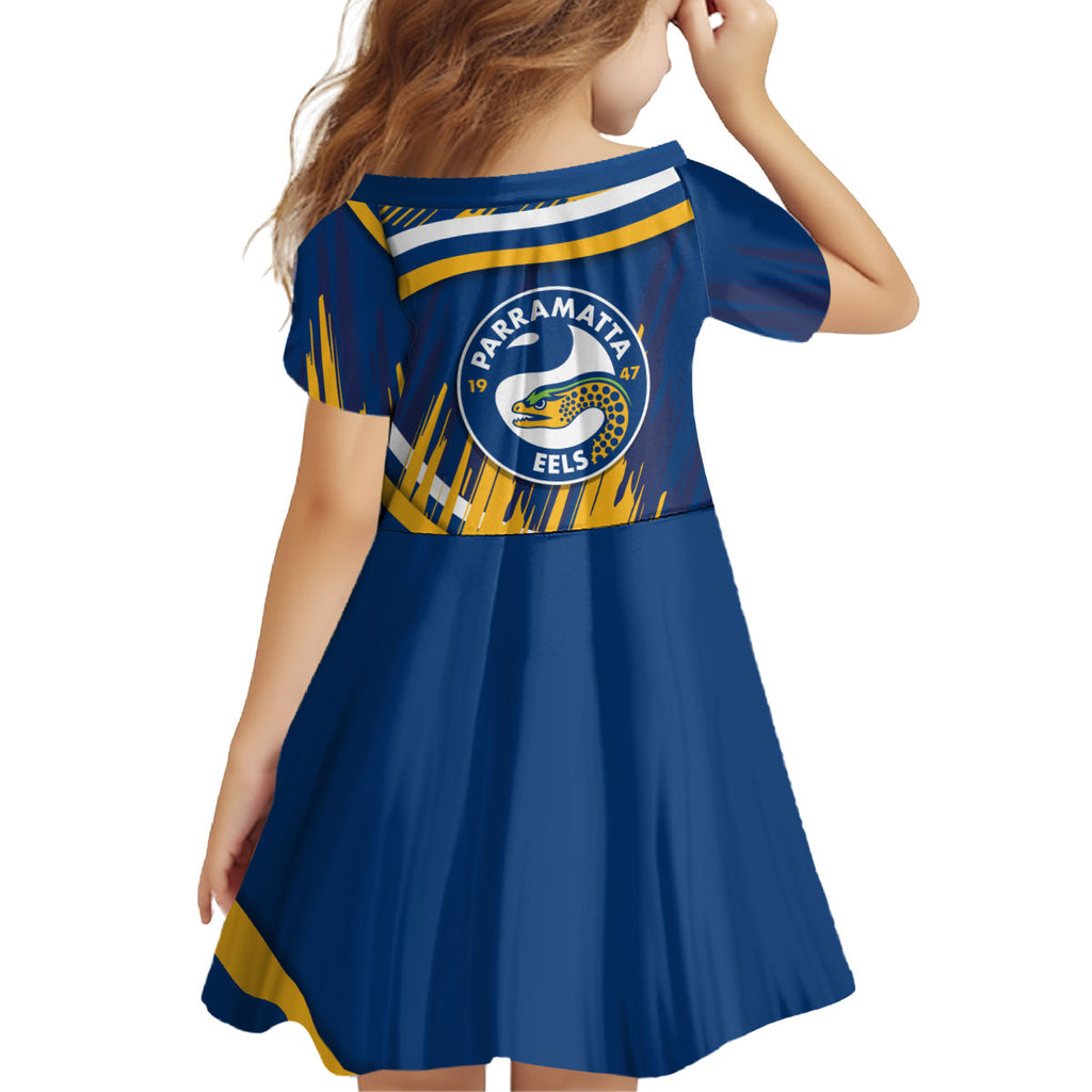 Eels Rugby Mascot Kid Short Sleeve Dress Fierce Athlete Graphic in Sports Style