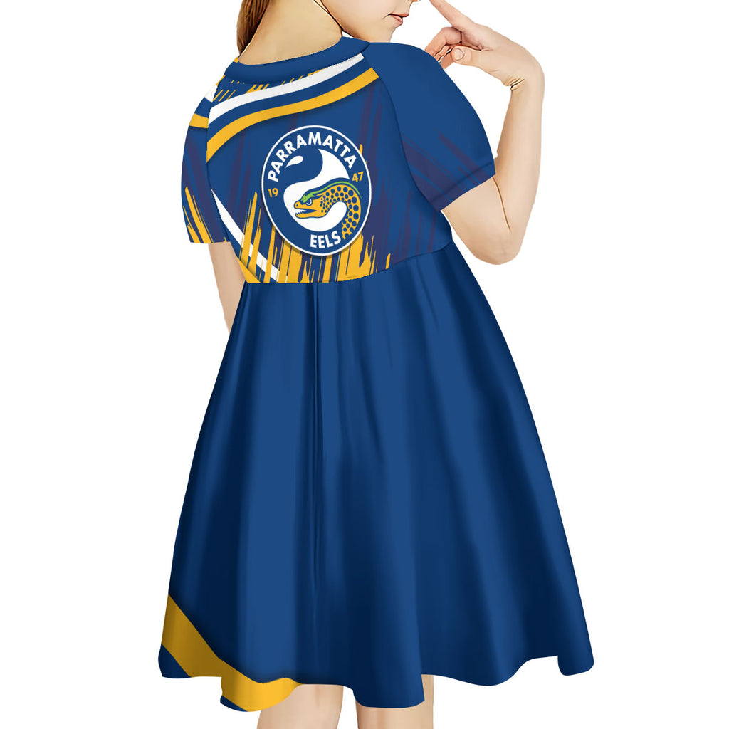 Eels Rugby Mascot Kid Short Sleeve Dress Fierce Athlete Graphic in Sports Style