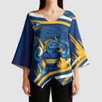 Eels Rugby Mascot Kimono Sleeve Blouse Fierce Athlete Graphic in Sports Style
