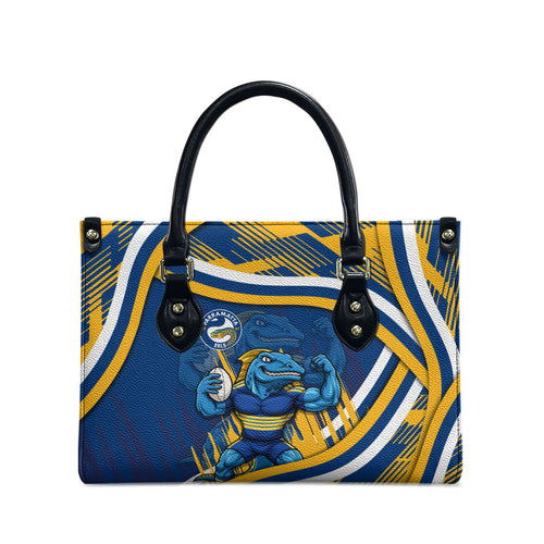 Eels Rugby Mascot Leather Bag Fierce Athlete Graphic in Sports Style