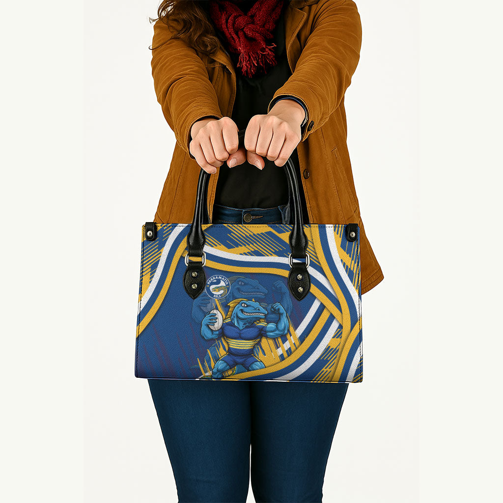Eels Rugby Mascot Leather Bag Fierce Athlete Graphic in Sports Style