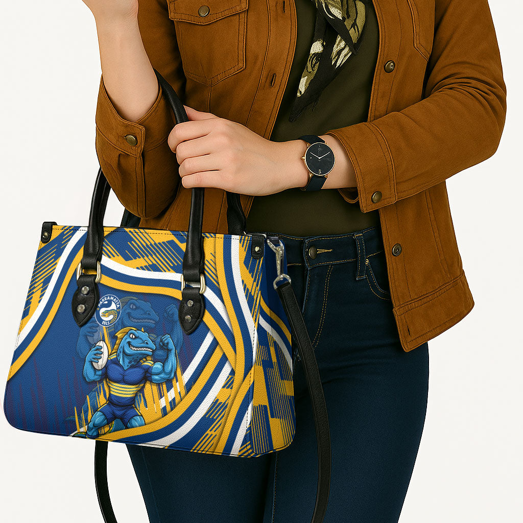 Eels Rugby Mascot Leather Bag Fierce Athlete Graphic in Sports Style