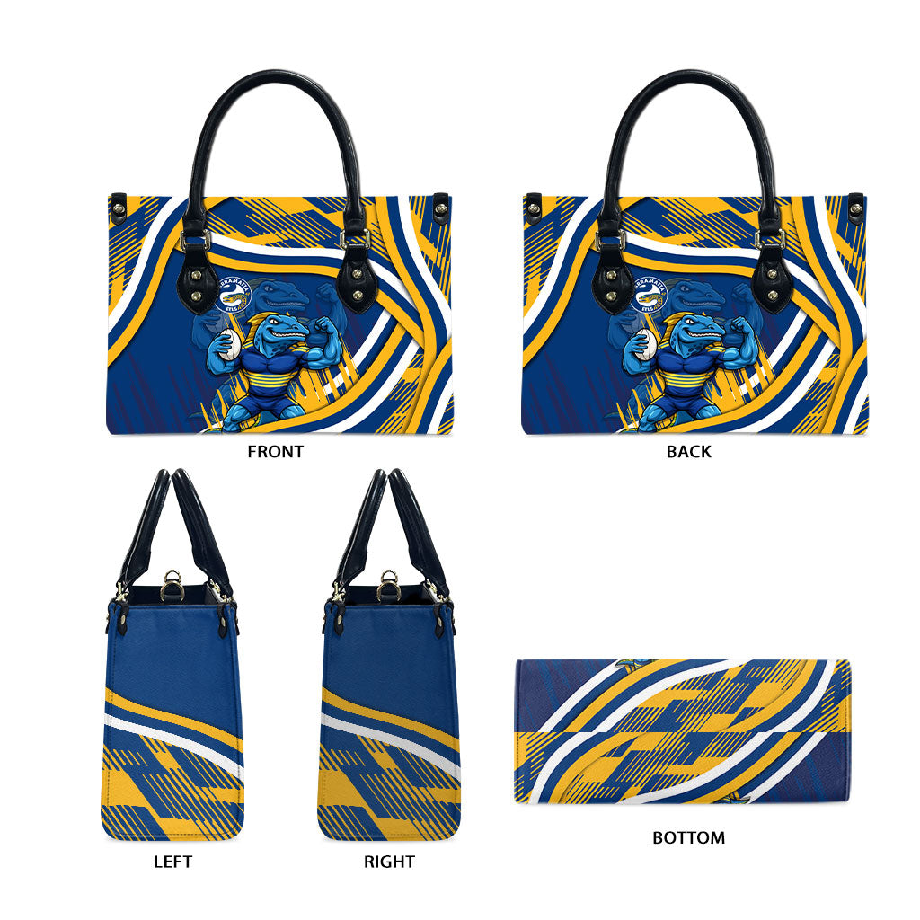 Eels Rugby Mascot Leather Bag Fierce Athlete Graphic in Sports Style