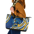 Eels Rugby Mascot Leather Tote Bag Fierce Athlete Graphic in Sports Style