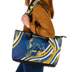 Eels Rugby Mascot Leather Tote Bag Fierce Athlete Graphic in Sports Style