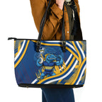 Eels Rugby Mascot Leather Tote Bag Fierce Athlete Graphic in Sports Style