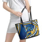 Eels Rugby Mascot Leather Tote Bag Fierce Athlete Graphic in Sports Style