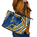 Eels Rugby Mascot Leather Tote Bag Fierce Athlete Graphic in Sports Style