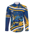 Eels Rugby Mascot Long Sleeve Button Shirt Fierce Athlete Graphic in Sports Style