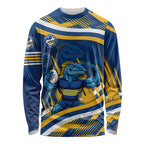 Eels Rugby Mascot Long Sleeve Shirt Fierce Athlete Graphic in Sports Style