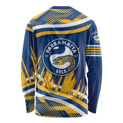 Eels Rugby Mascot Long Sleeve Shirt Fierce Athlete Graphic in Sports Style