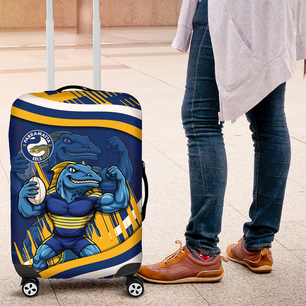 Eels Rugby Mascot Luggage Cover Fierce Athlete Graphic in Sports Style