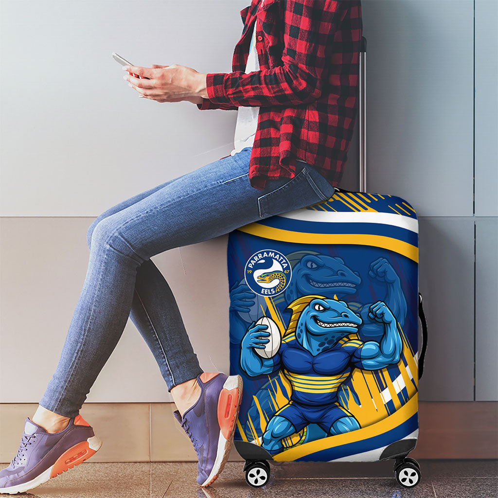 Eels Rugby Mascot Luggage Cover Fierce Athlete Graphic in Sports Style
