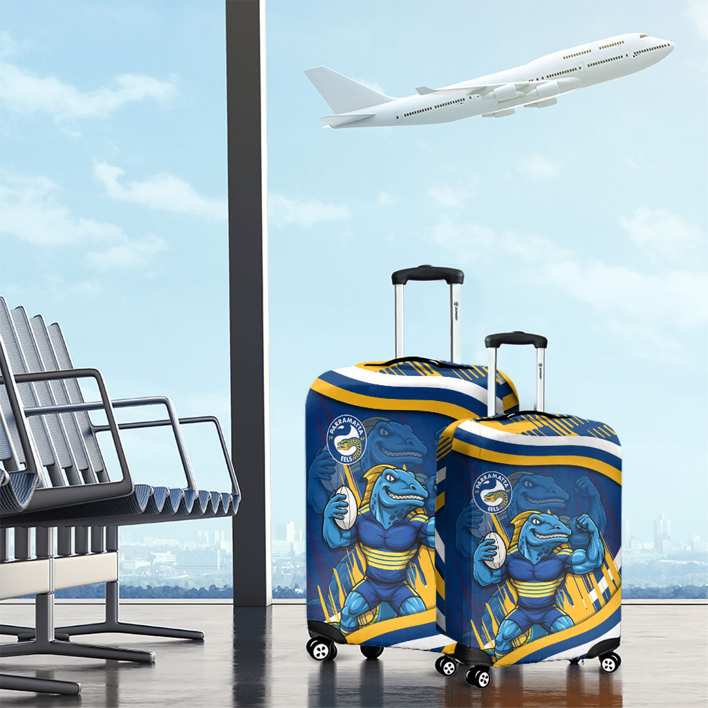 Eels Rugby Mascot Luggage Cover Fierce Athlete Graphic in Sports Style